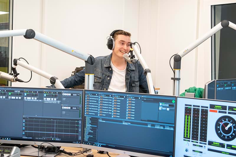 Danny in the new AoIP radiostudio at University of Applied Sciences