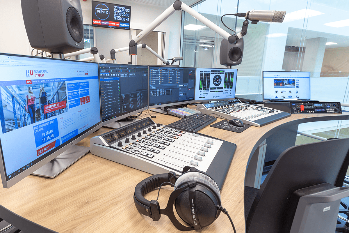 The new radio studio at the University of Applied Sciences Utrecht