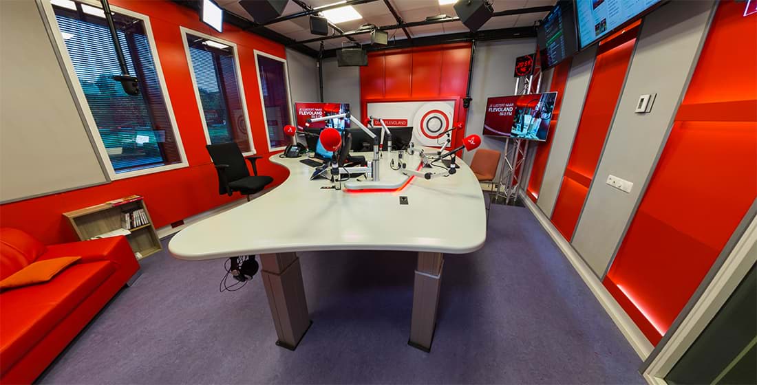 The new radio studio at Omroep Flevoland, all AoIP